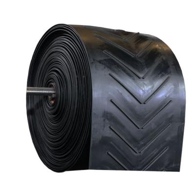 China Increase Friction Force Between Fabric Cargo Chevron Patterned V Shaped Rubber Rubber Conveyor Belt For Granule for sale