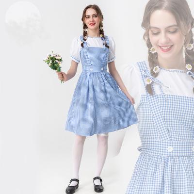 China Spandex Halloween Maid Dress Wizard of Oz Costume Cosplay Dorothy Adult Stage Costume Elise for sale