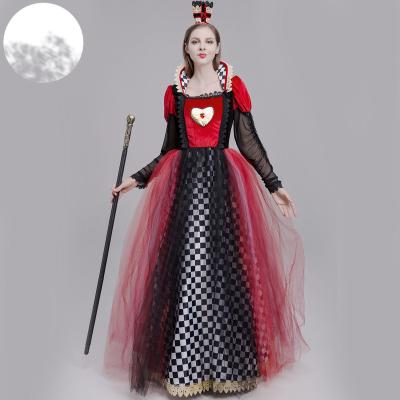 China Polyester Halloween Costume Queen Of Hearts Vampire Witch Cosplay Dress Witch Queen Evil Game Costume for sale