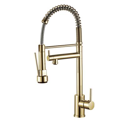 China New Developed Modern Luxury Gold Single Handle Stainless Steel Kitchen Sink Faucet for sale