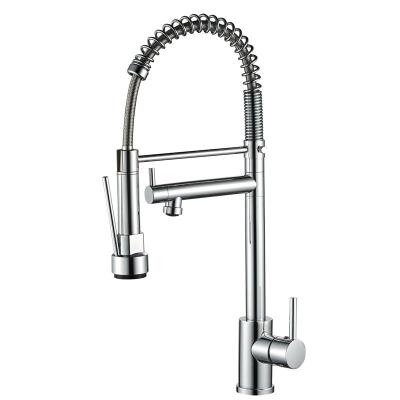 China Modern Hot Sale Brass Pull Out Kitchen Faucet With 2 Main Spray for sale