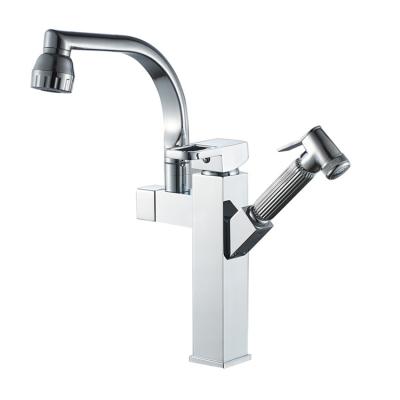 China Sense Faucets Brass Body Pull Out Single Handle Multi Functional Kitchen Faucet for sale