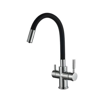 China New Modern Design 3 Way Black Hose Filter Kitchen Faucet for sale