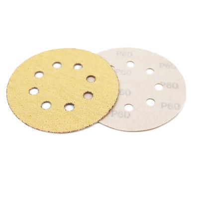 China Good Flexibility 5 Inch 80 Grit Gold Sanding Disc Abrasive Sandpaper Hook & Loop Sanding Discs for sale