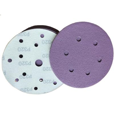 China Factory Hook and Loop Sand Paper Polishing Purple Ceramic Abrasive Sanding Discs for Car Body and Polishing Putty for sale