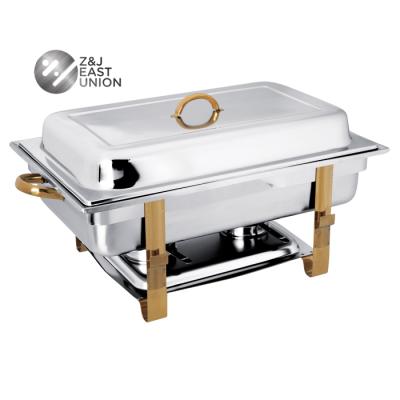 China Top Supplier Economical 201/430 ​​Stainless Steel Rectangular 9L Gold Plated Chafing Plate for sale