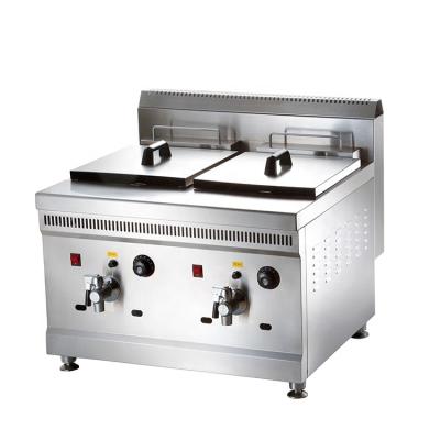 China Commercial Restaurant Gas Fryer Large Capacity 18 Liter Double 18L Tanks Two Basket Frying for sale