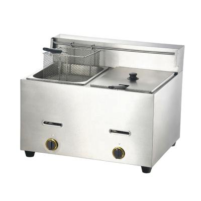 China Commercial restaurant gas fryer large capacity 10 liters and 10L double tanks two basket frying for restaurant for sale