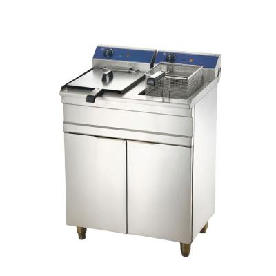 China Household commercial electric fryer with cabinet 16 liters and 16L with two baskets oil less 2 tanks deep fryer for sale