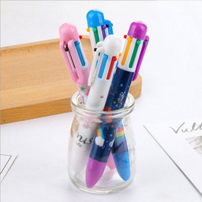 China office & 6 Color Cute Student Pen Creative School Stationery Cartoon Press Multicolor Ballpoint Pen for sale