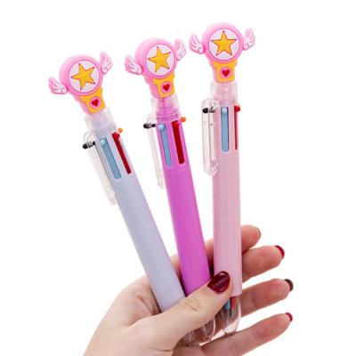 China office & School Pen Cartoon Pig Color Ballpoint Pen Creative Six-color Ballpoint Pen Press Ballpoint Pen for sale