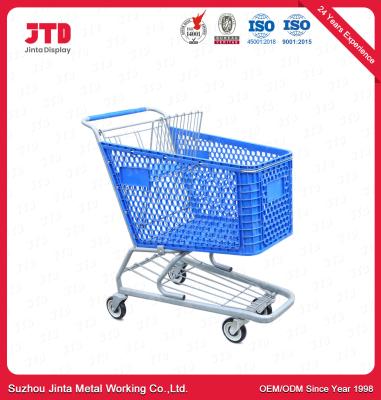 China 100L Heavy Duty Shopping Trolley Chrome Plated Blue Grocery Cart for sale