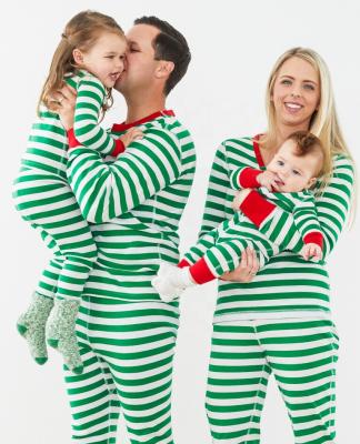 China 2021 OEM Breathable Christmas Print Sublimation Long Sleeves Striped Or Trees Pattern Family Pajamas Set With A Pattern for sale