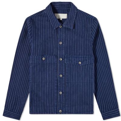 China Waterproof 2021 New Styles Turn Down Fashionable Collar Buttons Down Navy And White Striped Colorblock Autumn Jacket for sale