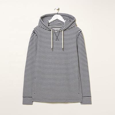 China High Quality Cotton Soft Polyester Home Salon Anti-wrinkle Stripe Hoody Comfortable Fit Men's Stitching Hooded Striped Sweatshirt for sale