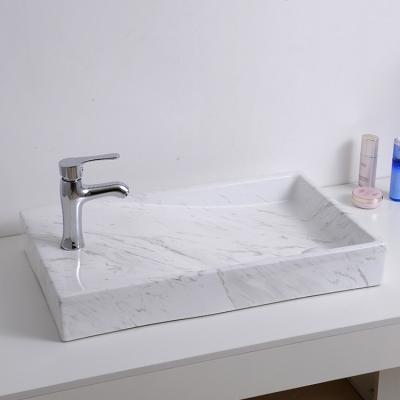 China Good Quality Promotion Ceramic Wash Basin High Temperature Ceramic Marble Art Basin Countertop Marble Ceramic Bathroom Sinks for sale