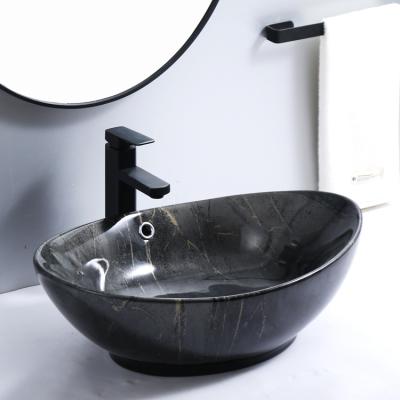 China Customizable Ceramic Marble Art Basin Bathroom Sink High Temperature Ceramic Wholesale Countertops Hand Wash Basin for sale