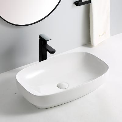 China Modern Hot Selling Countertop Wash Basin Ware Wash Basin Bathroom Glossy White Sanitary Sink for sale