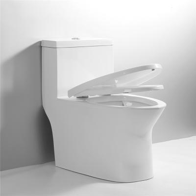 China Elegant White Minimalist One Piece Ceramic Toilet WC Double-flow Style Bathroom Ware Sanitary Ware Toilet for sale