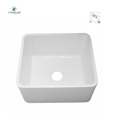 China Without Faucet Custom Rectangular White Ceramic Kitchen Sink Front Kitchen Sink Bowl Ceramic Undermount Apron Farmhouse Basin for sale