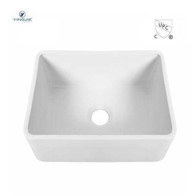 China Without Apron Wholesale Ceramic Single Bowl Front Ceramic Farmhouse Kitchen Sink Faucet Factory Sink Basin Undermount Cupc for sale