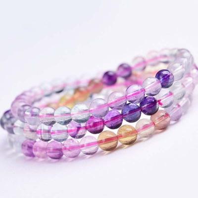 China FASHIONABLE Wholesale Natural Colored Fluorite Bracelet Rainbow Three Circles Bracelet For Decorate for sale