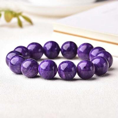 China FASHIONABLE Wholesale Strands Shape Discount Quartz Beads Natural Gemstone 16mm Purple Charoite Bracelet for sale