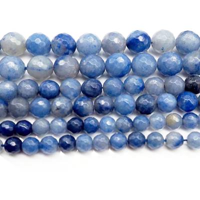 China Round Natural Blue Aventurine Crystal 6/8/10mm Fa Cut Bead For DIY Jewelry Bracelet Necklace Making Stone Loose Beads for sale