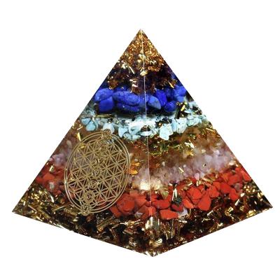 China From China Seven Chakra Orgone 7 Pyramids Wholesale Emf Protection Pyramid Orgonite Chakra Pyramid Energy Healing Crystals and Stones for sale