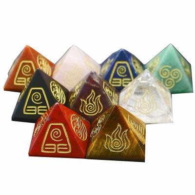 China Africa Symbol Pyramid Healing Crystals Pyramid Earth Rose Quartz Carving Pyramid Earth Water Fire Air Amulet Decor for sale