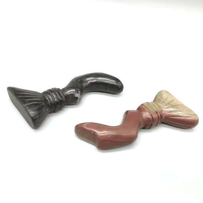 China Europe Folk Carving Crafts Healing Crystals Jade Stone Christmas Tree Witch Magic Broom For Decor for sale