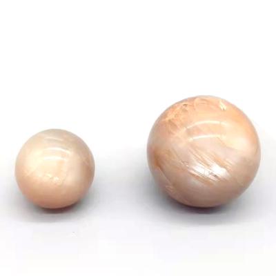 China Europe Feng Shui Folk Craving Crafts Healing Crystals Polished Yellow Moonstone Sphere Ball For Decor for sale