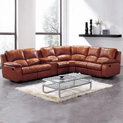 China Genuine Leather(Size) Home Living Room Furniture Corner Adjustable Modern Luxury Sectional Couch, 7 Seater Extended Leather Sofa Set Designs for sale