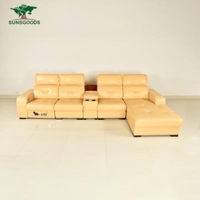 China (Other)Adjustable Luxury Italian Heated Living Room Furniture Modern Modular Wooden Cow L Shaped Massage Leather Sofa Large Real Fancy for sale