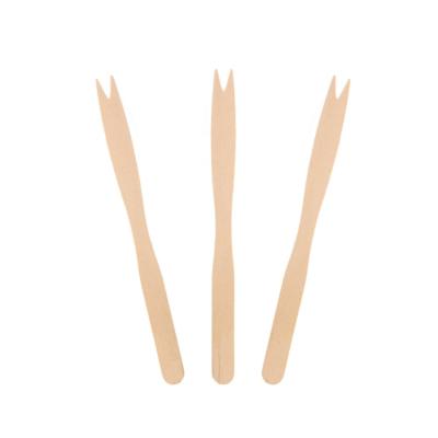 China Long Handle Bulk Wood Disposable Fruit Salad Cutlery Eco-Friendly Bamboo Wooden Fork For Wholesale for sale