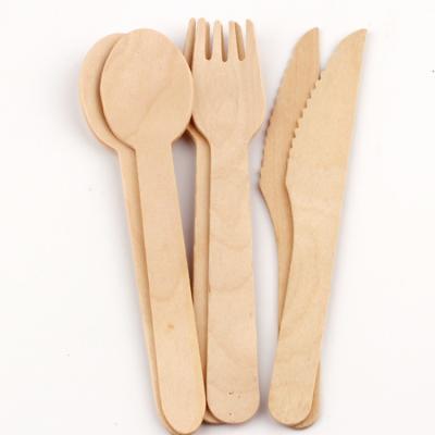 China Eco-friendly wooden tableware of European disposable wooden cutlery like knife fork and spoon with certification for sale