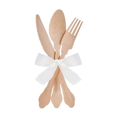 China European Eco-friendly Cutlery Set Custom Wooden Restaurant Tableware Disposable Knife Spoon Wooden Fork for sale