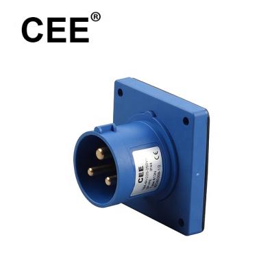 China Industrial CEE16 Amp Socket Inlets For Panel Mounting With Straight Flange IP44 for sale