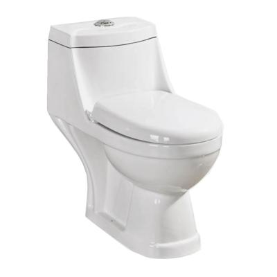 China Cheap Round Double-Flow Bathroom P-Trap One Piece Toilet Toilet For WC Sanitaryware for sale