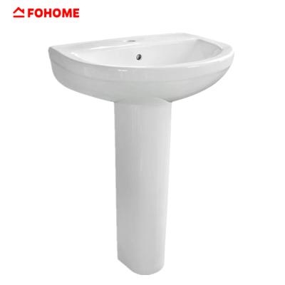 China Modern British Design 55cm Ceramic Wash Hand Basin Bathroom Pedestal Sink for sale