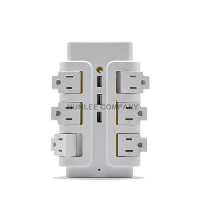 China Rotating Power Socket 6 AC Outlet Power Adapter , Rotating Wall Faucet for sale