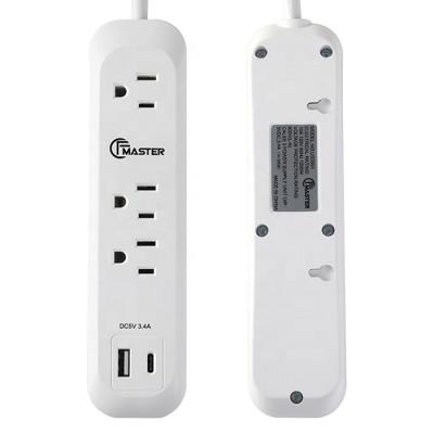 China Residential / General Purpose 3 Outlet Power Strip With USB Type C Plug zu verkaufen