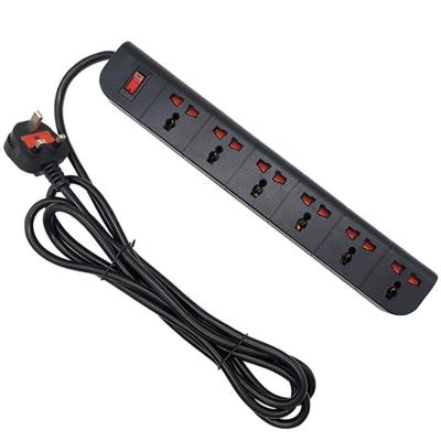 China Universal Socket 6 Outlet Black Universal Power Strip for sale