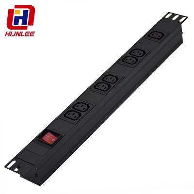 China 16A main switch with double poleWith surge protection 350J c13 7 ports rack PDU power distribution unit for data cabinet for sale