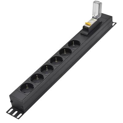 China Machine Room Horizontal Rackmount 6 Outlets 1U PDU Power Strip With Breaker for sale