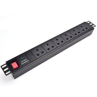 China Aluminum Alloy 6 Strip 13 Amp PDU Surge Protector Bracket Horizontal Power Distribution Unit For Server Rack for sale