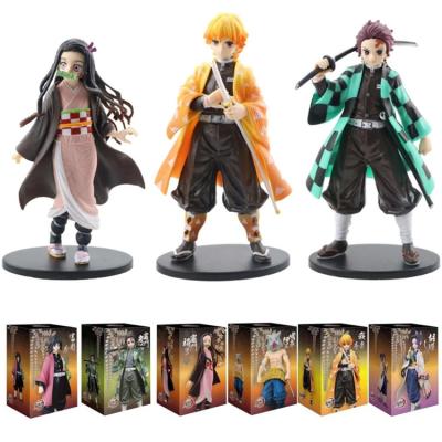 China PVC Anime Figure Kamado Tanjirou Nezuko Action Numbers Zenitsu Inosuke Kimetsu Action Figure No Yaiba Demon Slayer Figure for sale