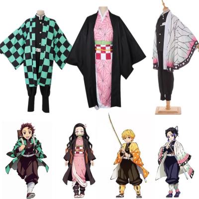 China Party Cosplay Performance Kamado Tanjirou Nezuko Kimetsu No Yaiba Kochou Shinobu Women Anime Demon Slayer Cosplay Costume Kimono Set Halloween for sale