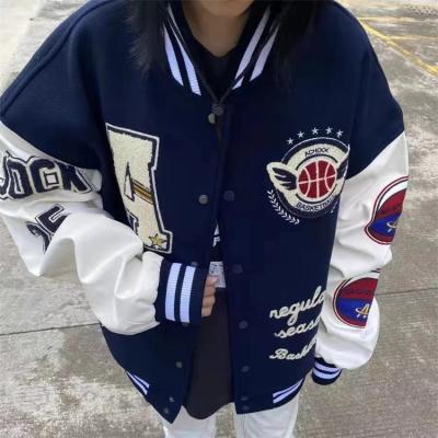 China Y2K Street Harajuku Hip-Hop Baseball Jacket Women's Retro Breathable Embroidery Letters Flocking Clothes for sale