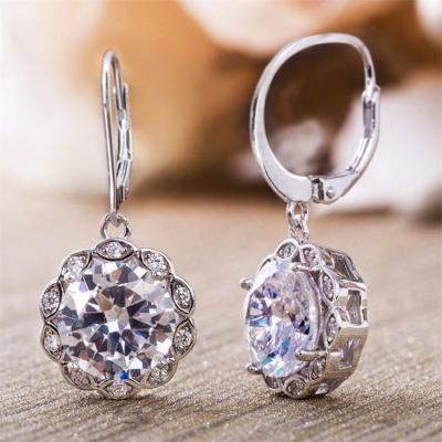 China Fashion punk luxury clear crystal jewelry design zirconia Zircon women earrings huggies sterling silver earrings for sale